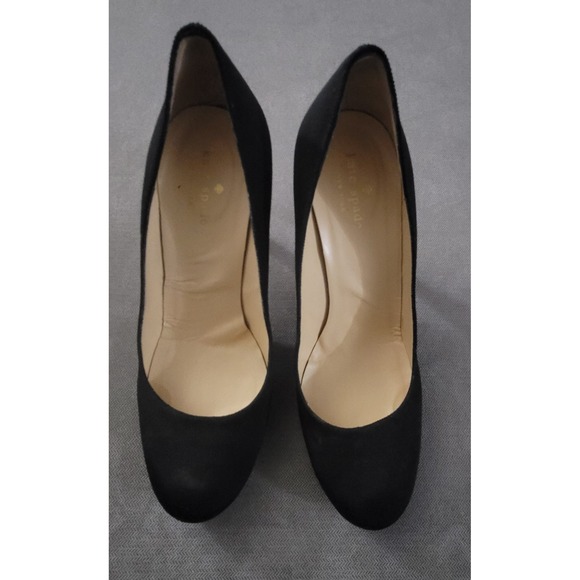 Kate Spade New York Satin Round Toe Pump in Black With Glitter Heels Size 8.5B‎ - Picture 1 of 14